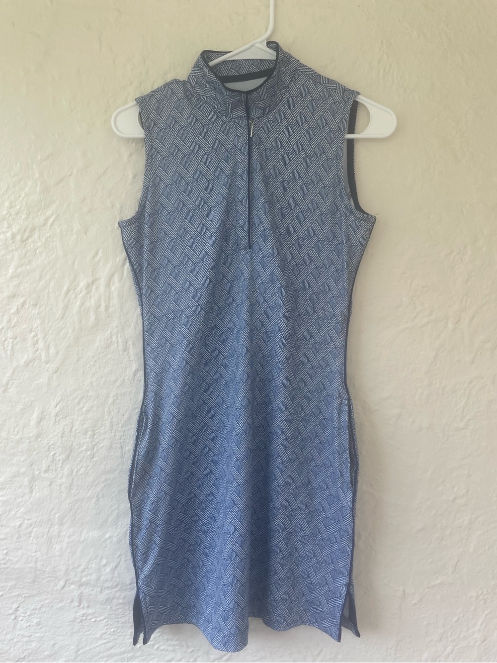EP New York UPF50 Sleeveless Blue Geometric 1/4 Zip Golf Dress Active Women’s XS